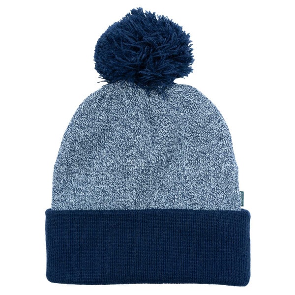 Aggie Bull Beanie with Pom-Pom and Marled Cuff in Heathered Navy